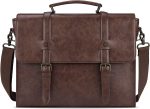 Leather Mens Messenger Bag Vintage 15.6 Inch Waterproof Leather Laptop Briefcase Large Satchel Shoulder Bag Retro Office College Computer Laptop Bag, Brown